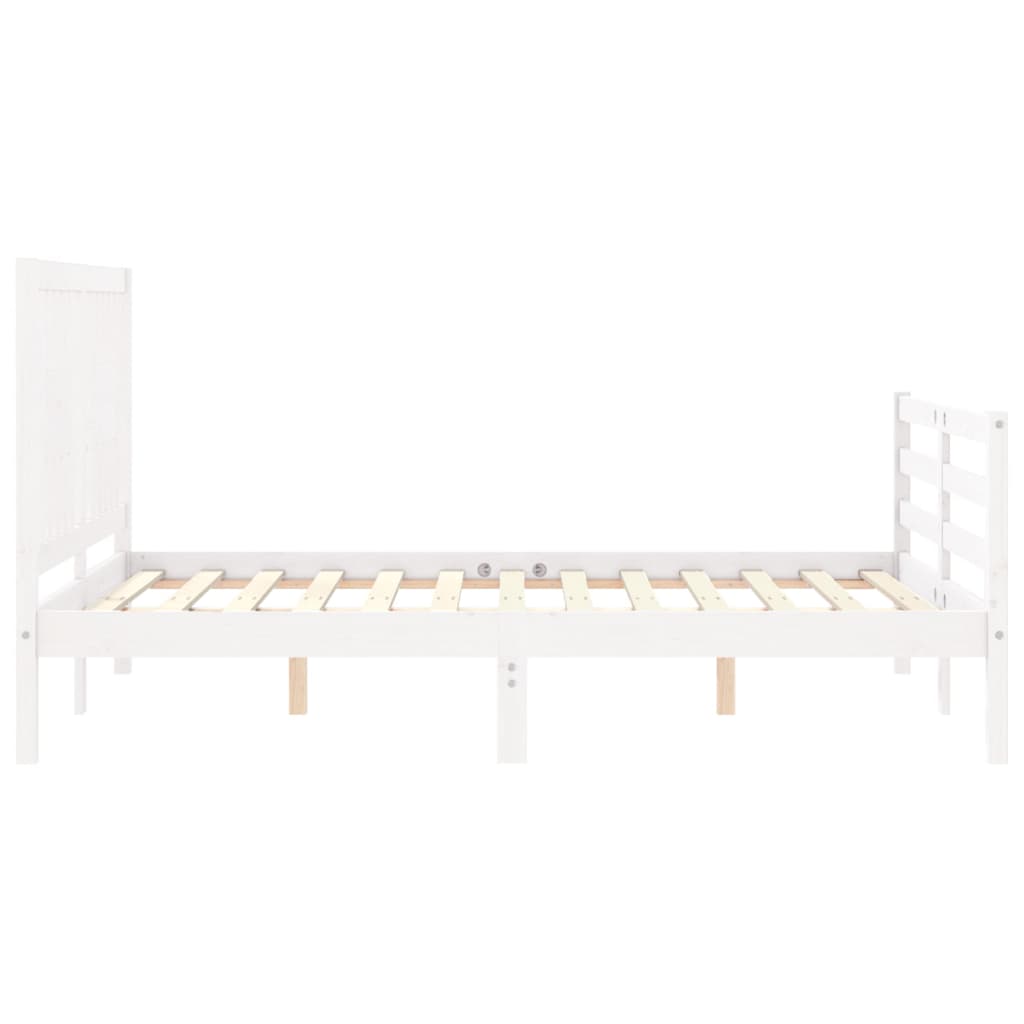 Cadre de lit sans matelas blanc 140x190 cm bois massif - XIOS