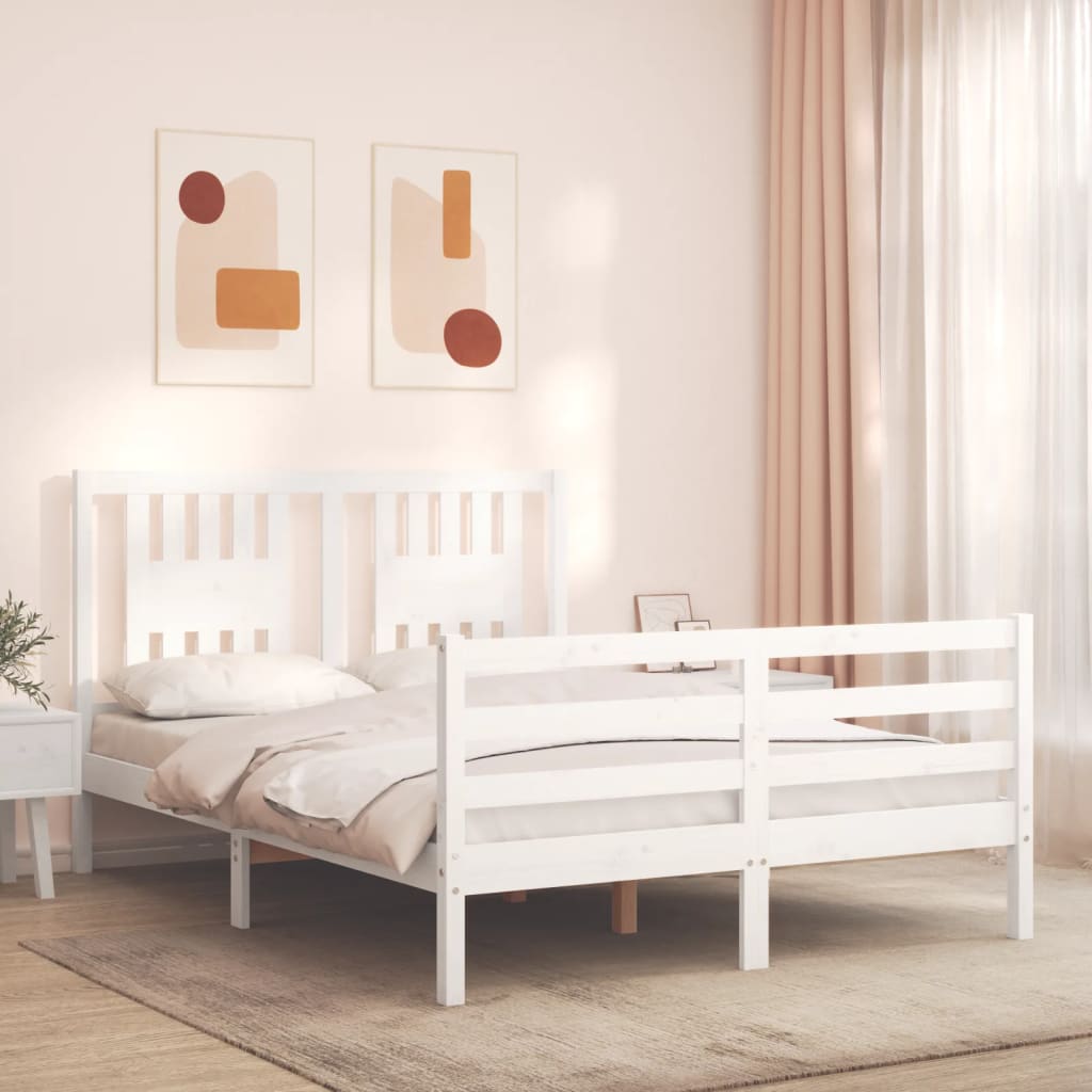 Cadre de lit sans matelas blanc 120x200 cm bois massif - XIOS