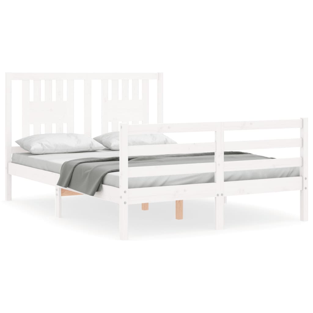 Cadre de lit sans matelas blanc 140x200 cm bois massif - XIOS