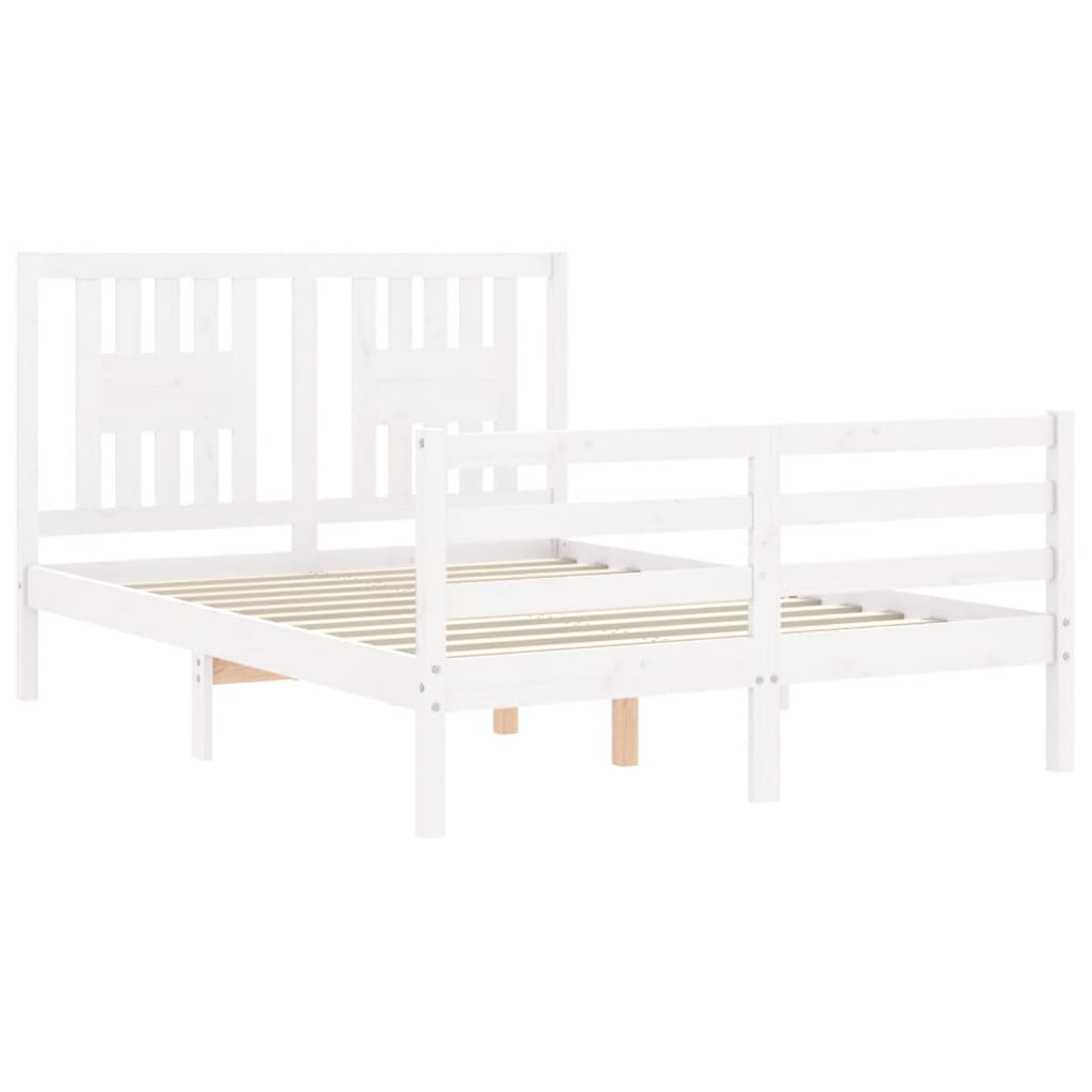 Cadre de lit sans matelas blanc 140x200 cm bois massif - XIOS