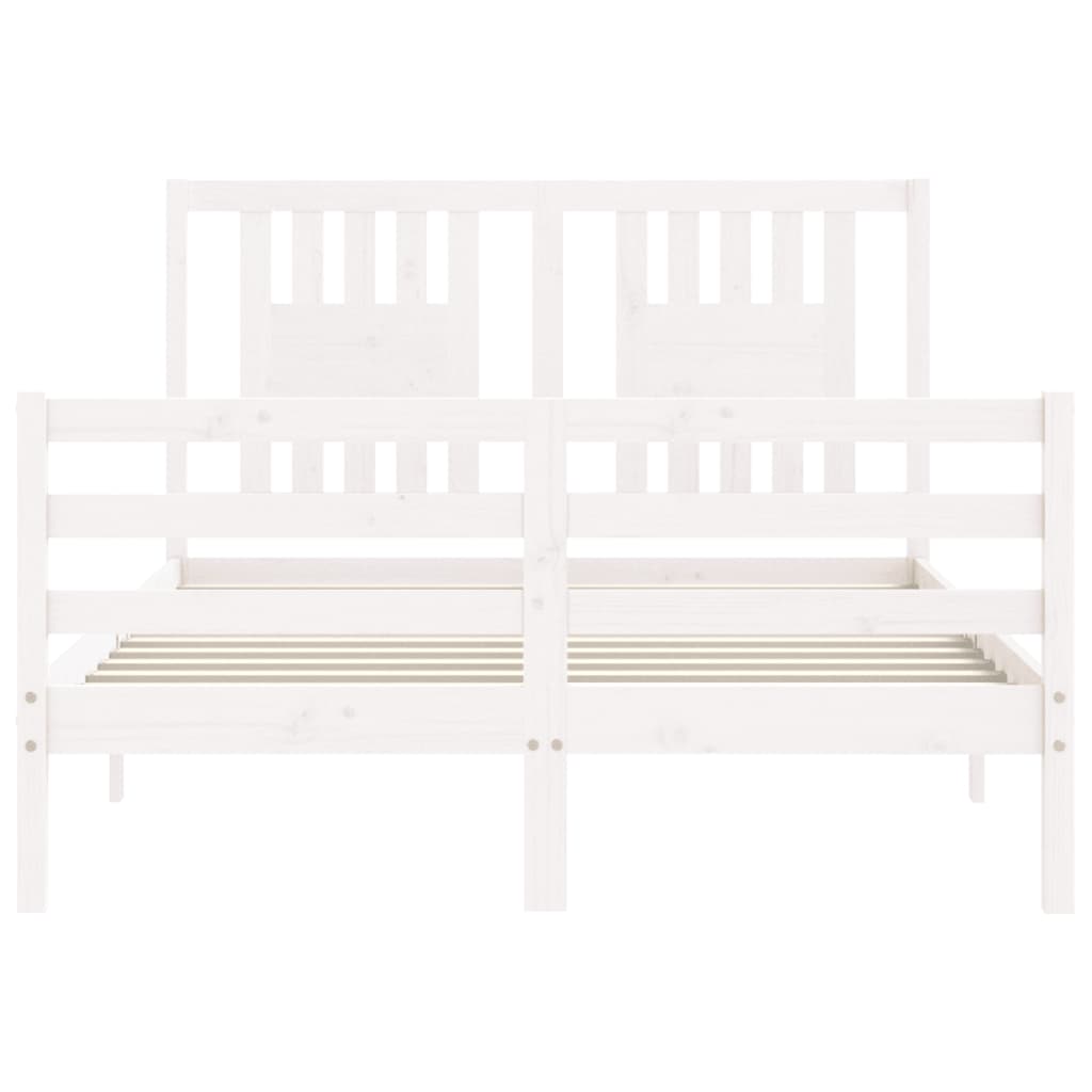 Cadre de lit sans matelas blanc 140x200 cm bois massif - XIOS