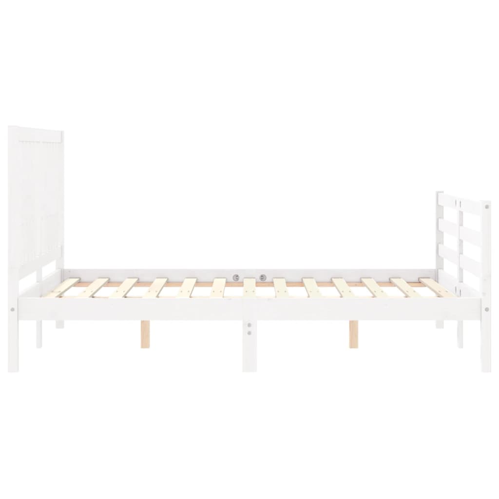 Cadre de lit sans matelas blanc 140x200 cm bois massif - XIOS
