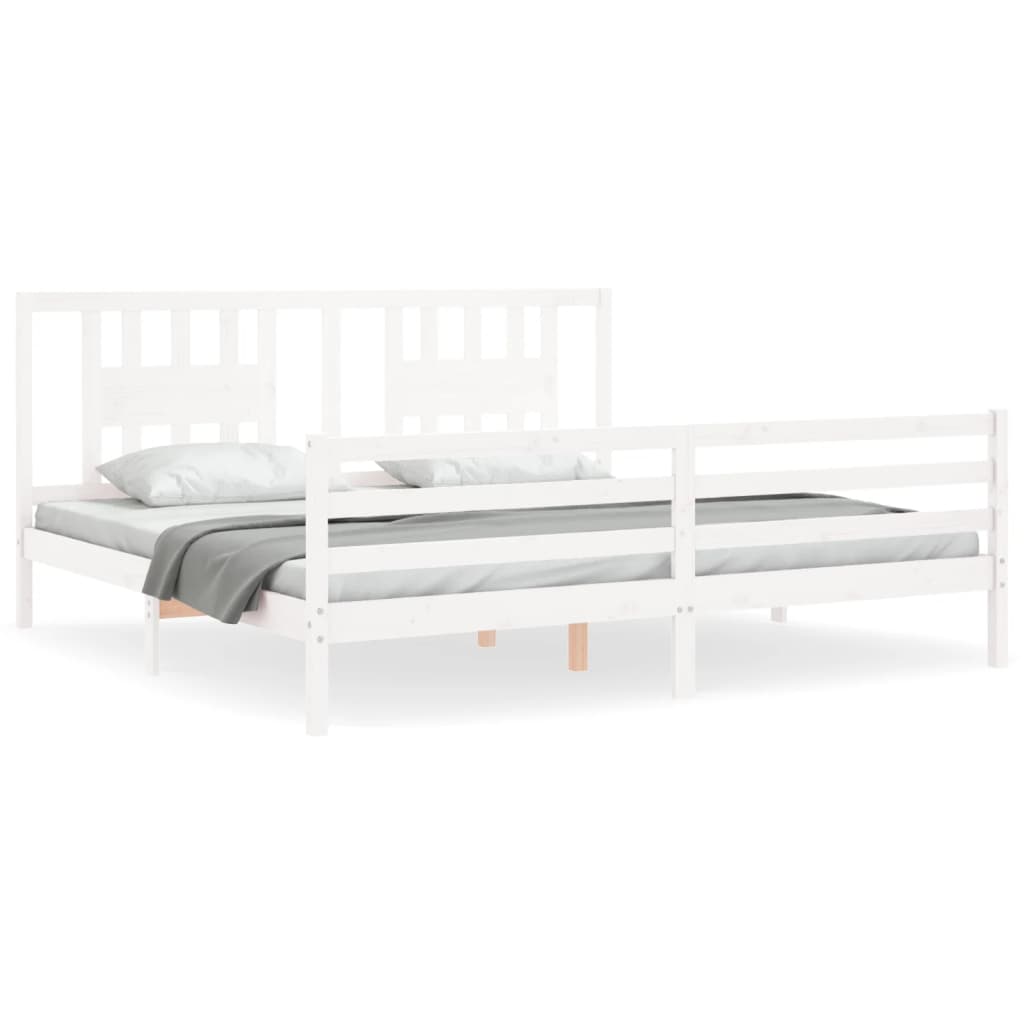 Cadre de lit sans matelas blanc 200x200 cm bois massif - XIOS