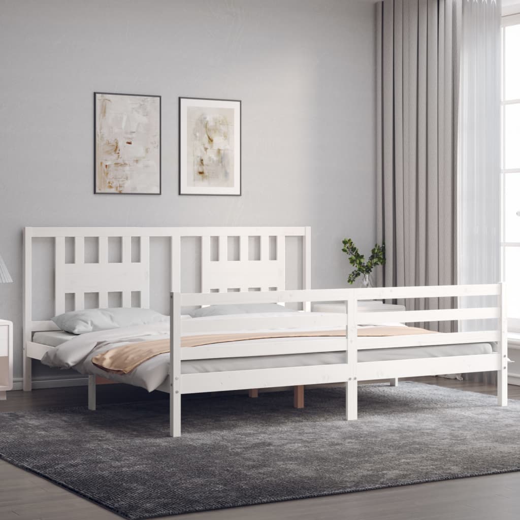 Cadre de lit sans matelas blanc 200x200 cm bois massif - XIOS