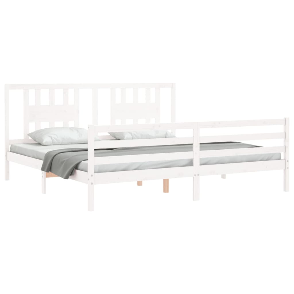 Cadre de lit sans matelas blanc 200x200 cm bois massif - XIOS