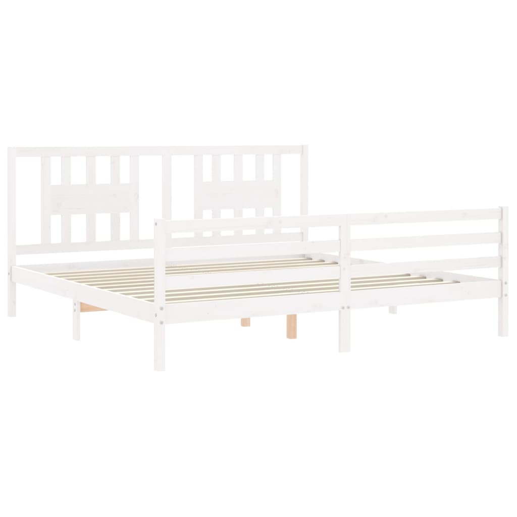 Cadre de lit sans matelas blanc 200x200 cm bois massif - XIOS