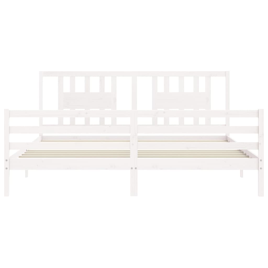 Cadre de lit sans matelas blanc 200x200 cm bois massif - XIOS