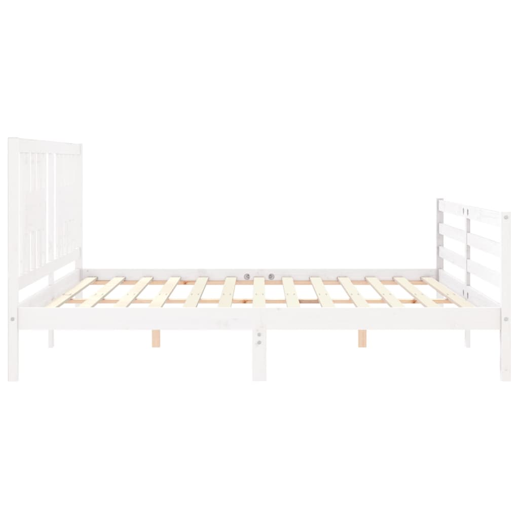 Cadre de lit sans matelas blanc 200x200 cm bois massif - XIOS