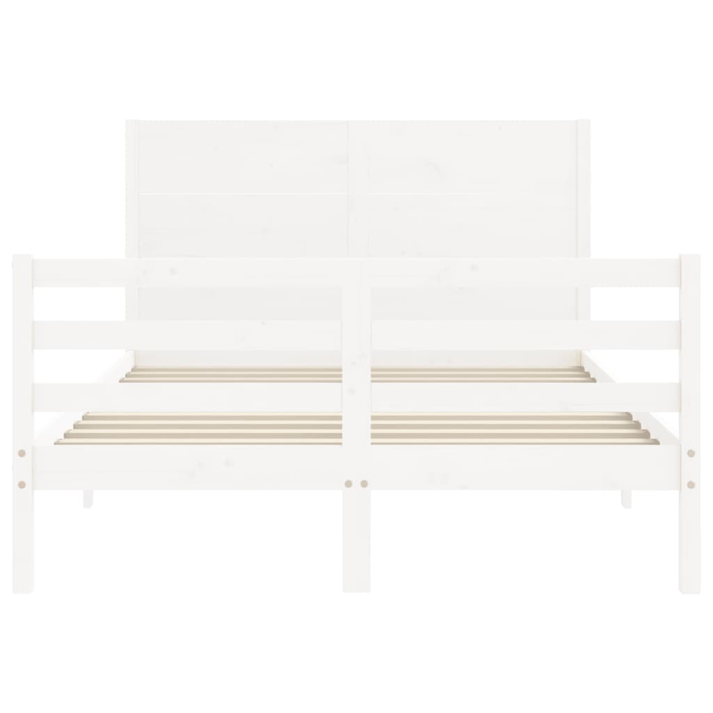 Cadre de lit sans matelas blanc 140x190 cm bois massif - XIOS
