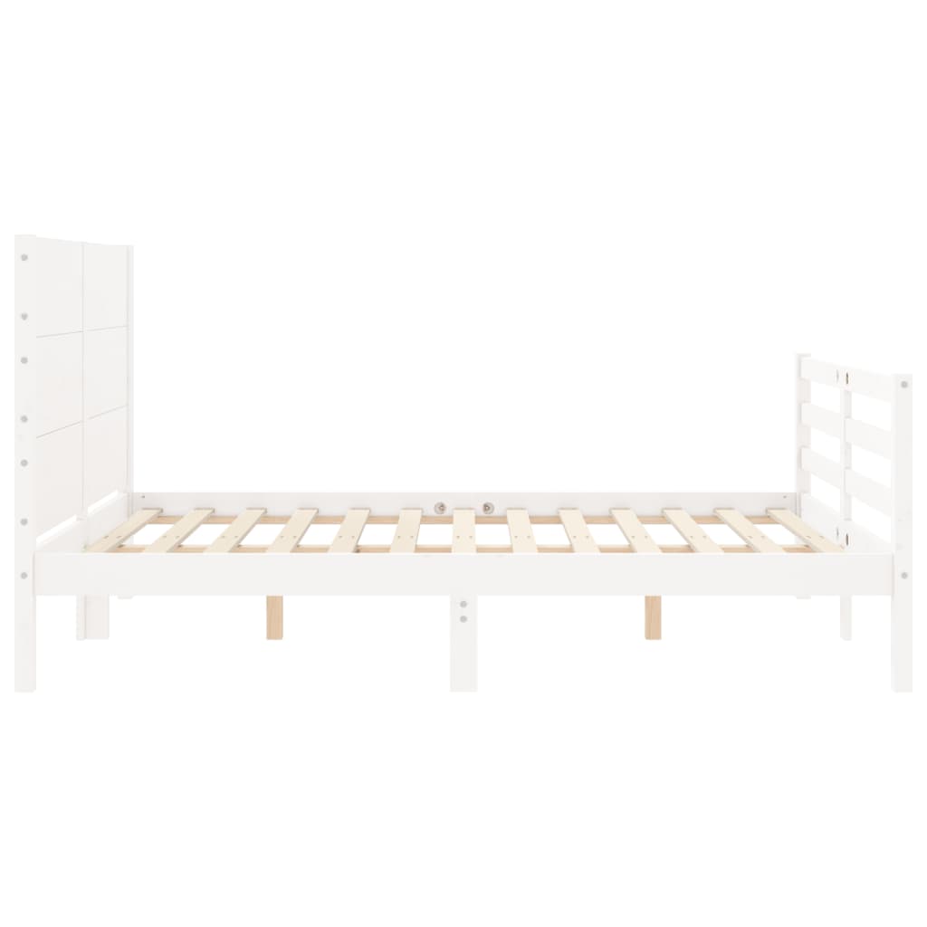 Cadre de lit sans matelas blanc 140x190 cm bois massif - XIOS
