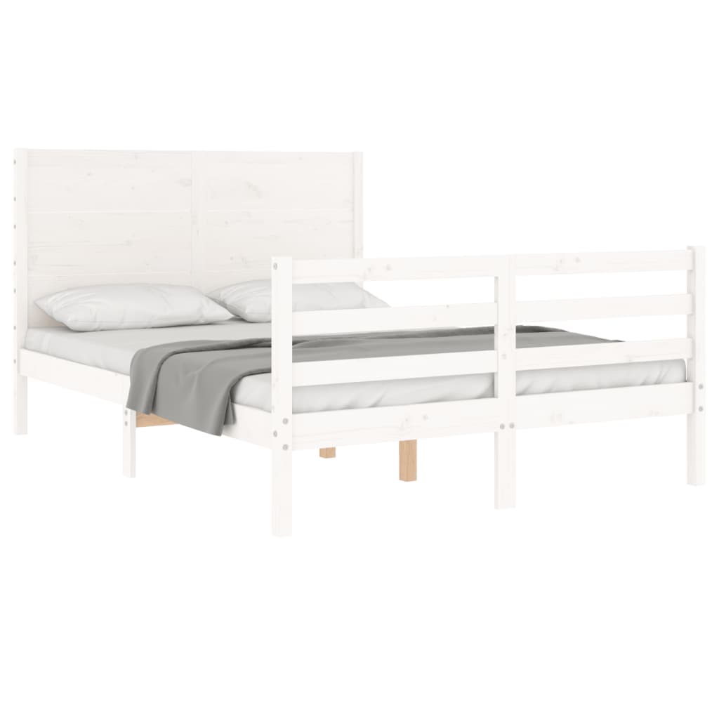 Cadre de lit sans matelas blanc 140x200 cm bois massif - XIOS