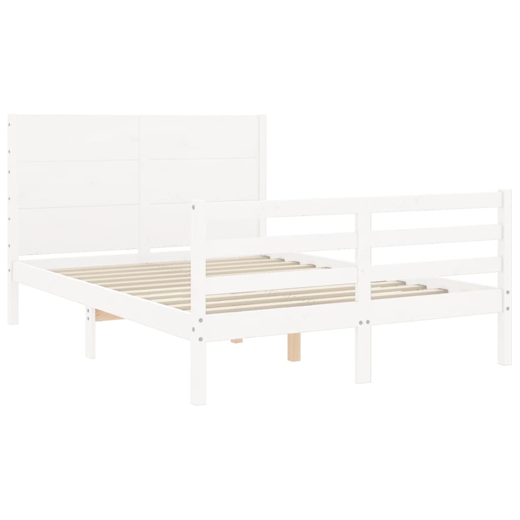 Cadre de lit sans matelas blanc 140x200 cm bois massif - XIOS