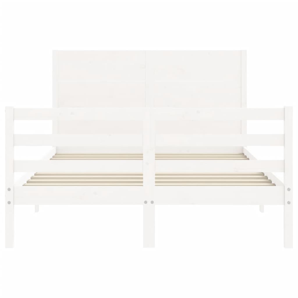 Cadre de lit sans matelas blanc 140x200 cm bois massif - XIOS