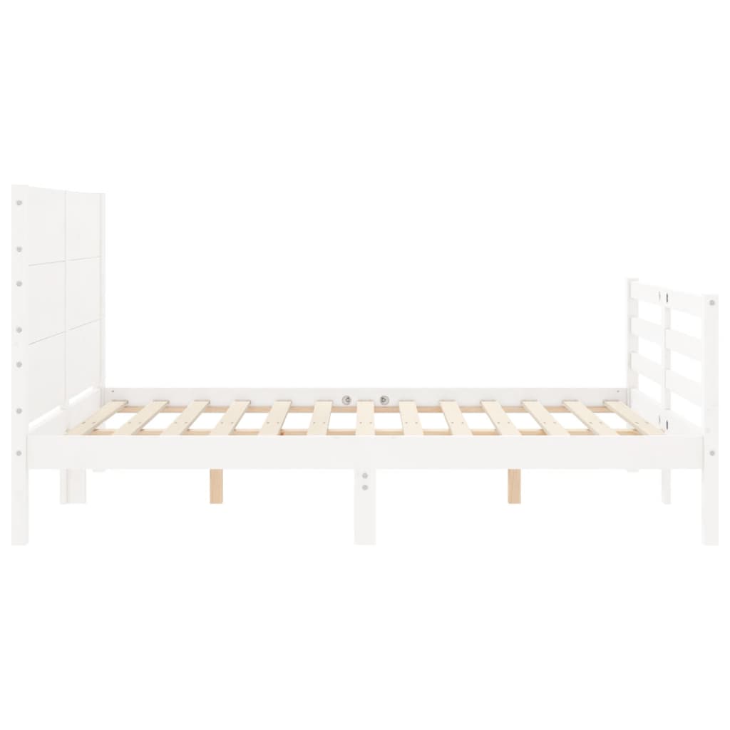 Cadre de lit sans matelas blanc 140x200 cm bois massif - XIOS
