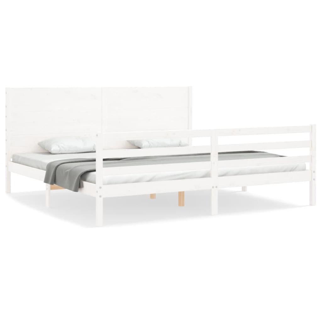 Cadre de lit sans matelas blanc 200x200 cm bois massif - XIOS