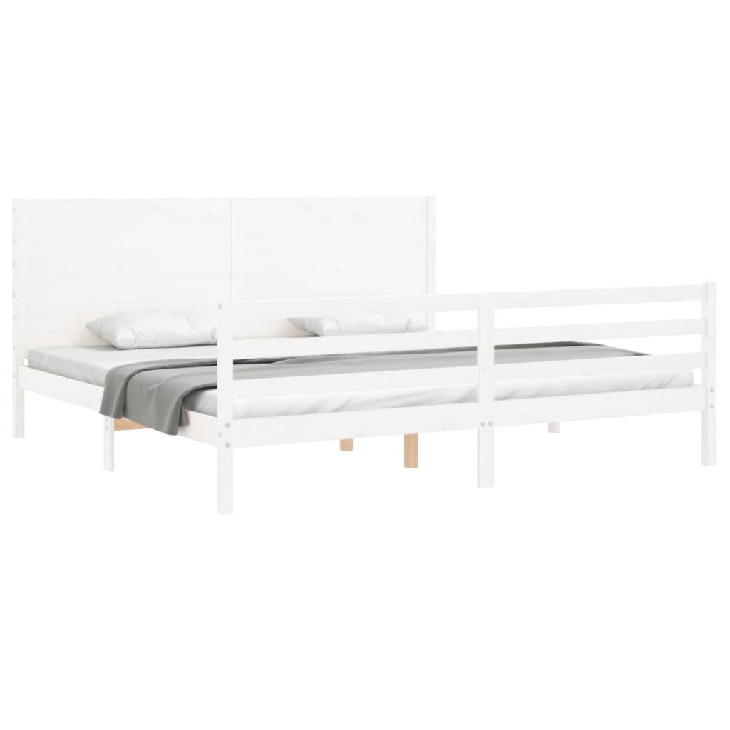 Cadre de lit sans matelas blanc 200x200 cm bois massif - XIOS