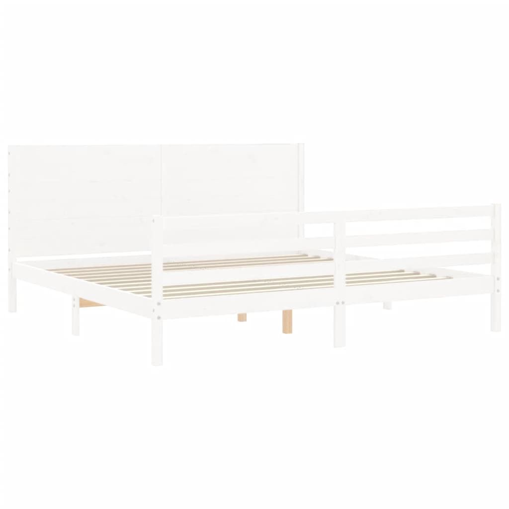 Cadre de lit sans matelas blanc 200x200 cm bois massif - XIOS