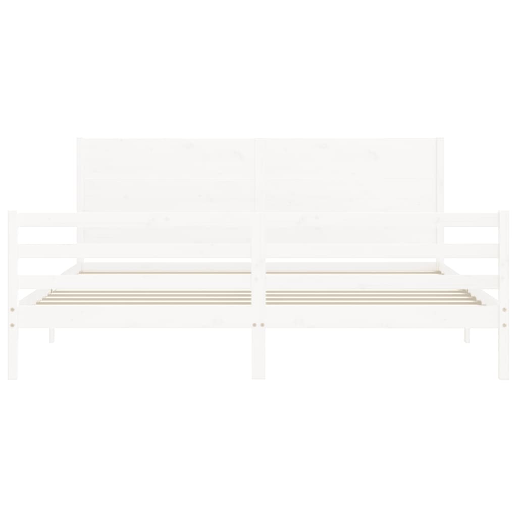 Cadre de lit sans matelas blanc 200x200 cm bois massif - XIOS