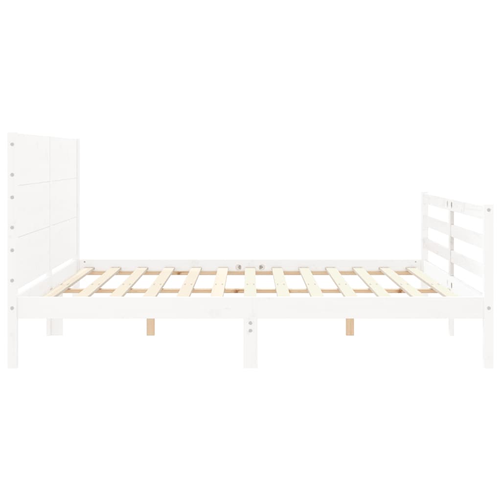 Cadre de lit sans matelas blanc 200x200 cm bois massif - XIOS