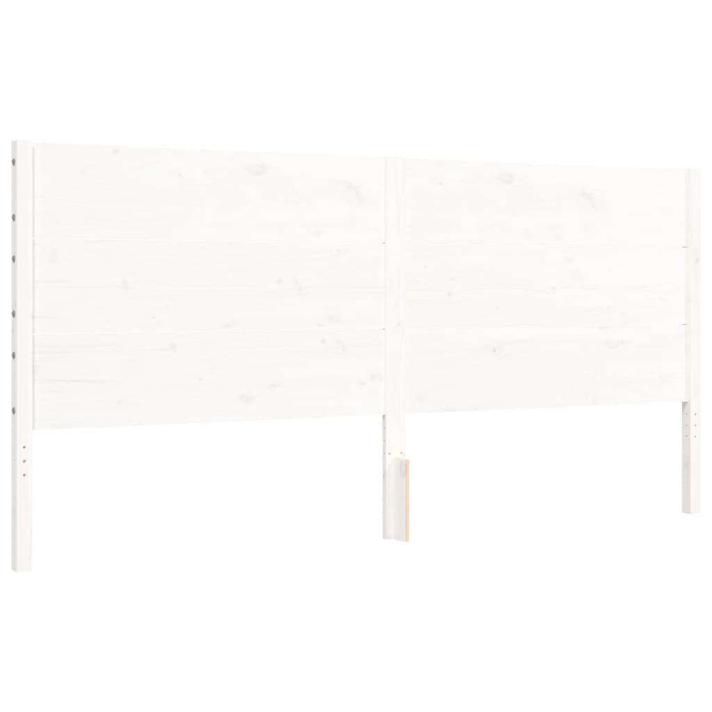 Cadre de lit sans matelas blanc 200x200 cm bois massif - XIOS