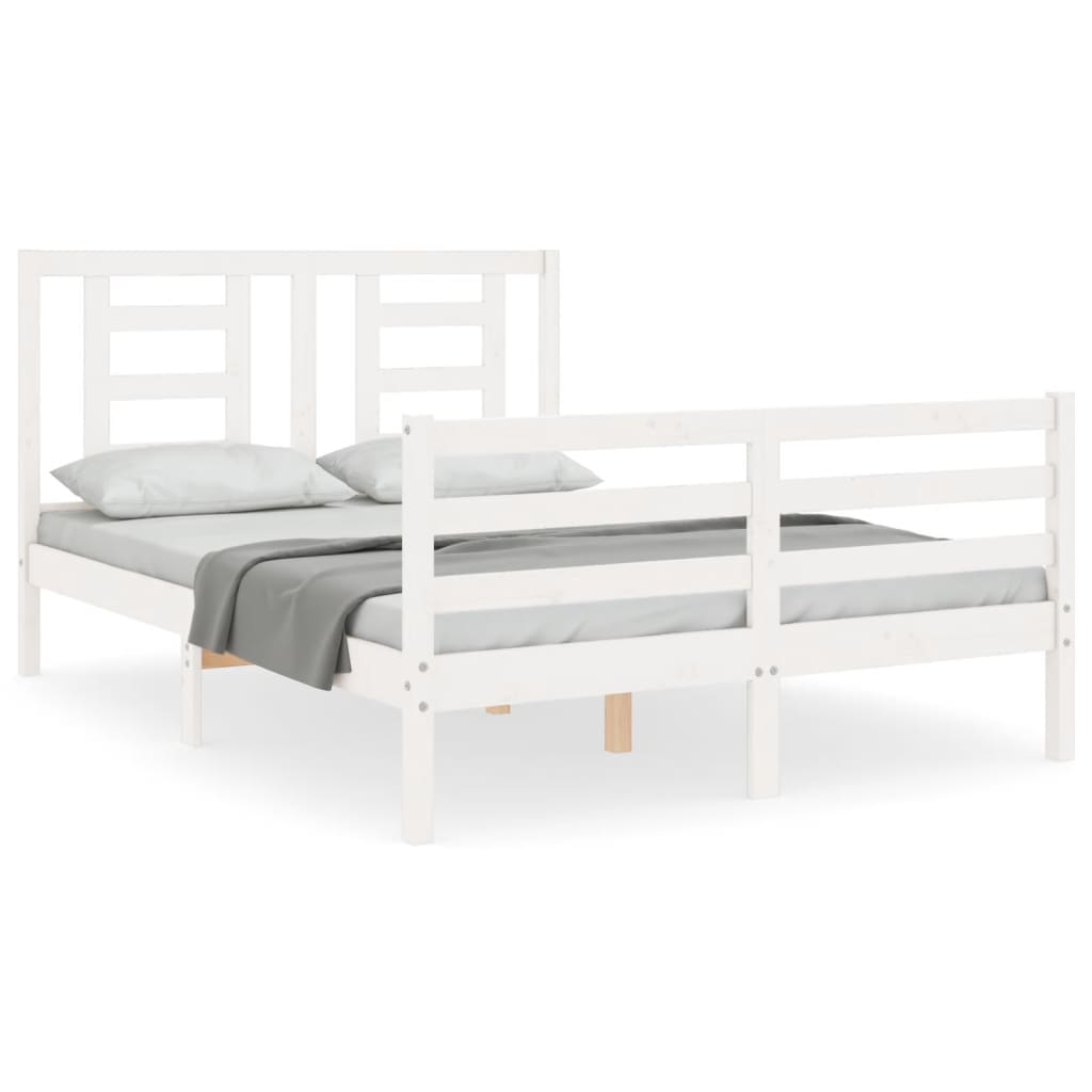 Cadre de lit sans matelas blanc 140x190 cm bois massif - XIOS