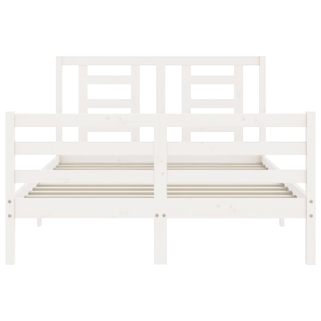 Cadre de lit sans matelas blanc 140x190 cm bois massif - XIOS
