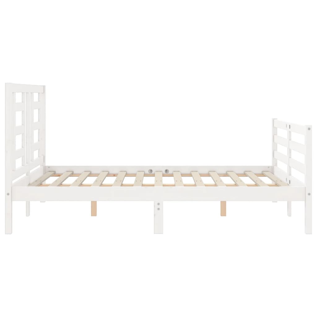 Cadre de lit sans matelas blanc 140x190 cm bois massif - XIOS
