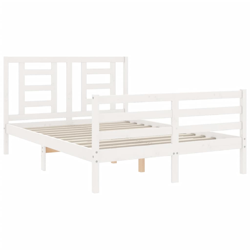 Cadre de lit sans matelas blanc 140x200 cm bois massif - XIOS