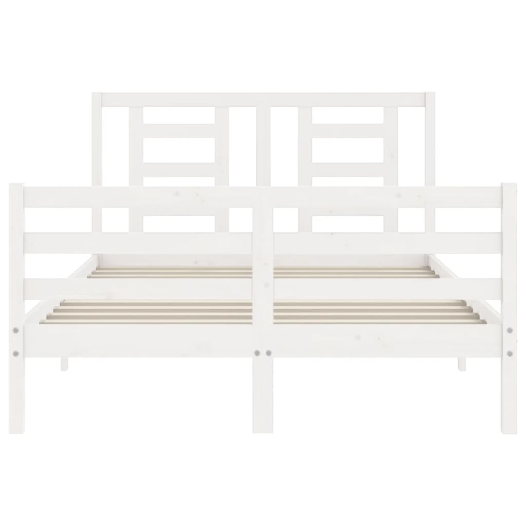 Cadre de lit sans matelas blanc 140x200 cm bois massif - XIOS