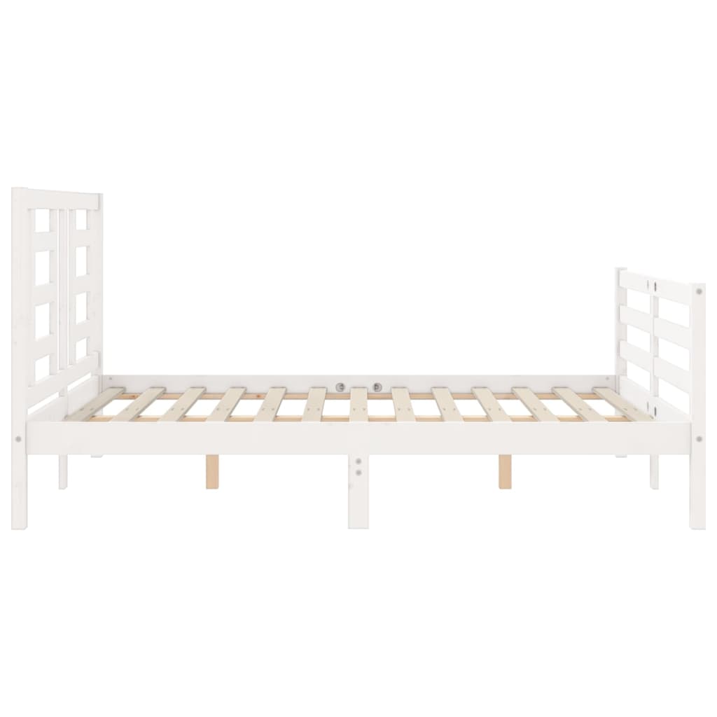 Cadre de lit sans matelas blanc 140x200 cm bois massif - XIOS