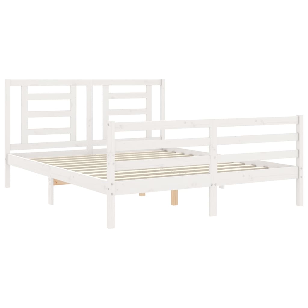 Cadre de lit sans matelas blanc 160x200 cm bois massif - XIOS