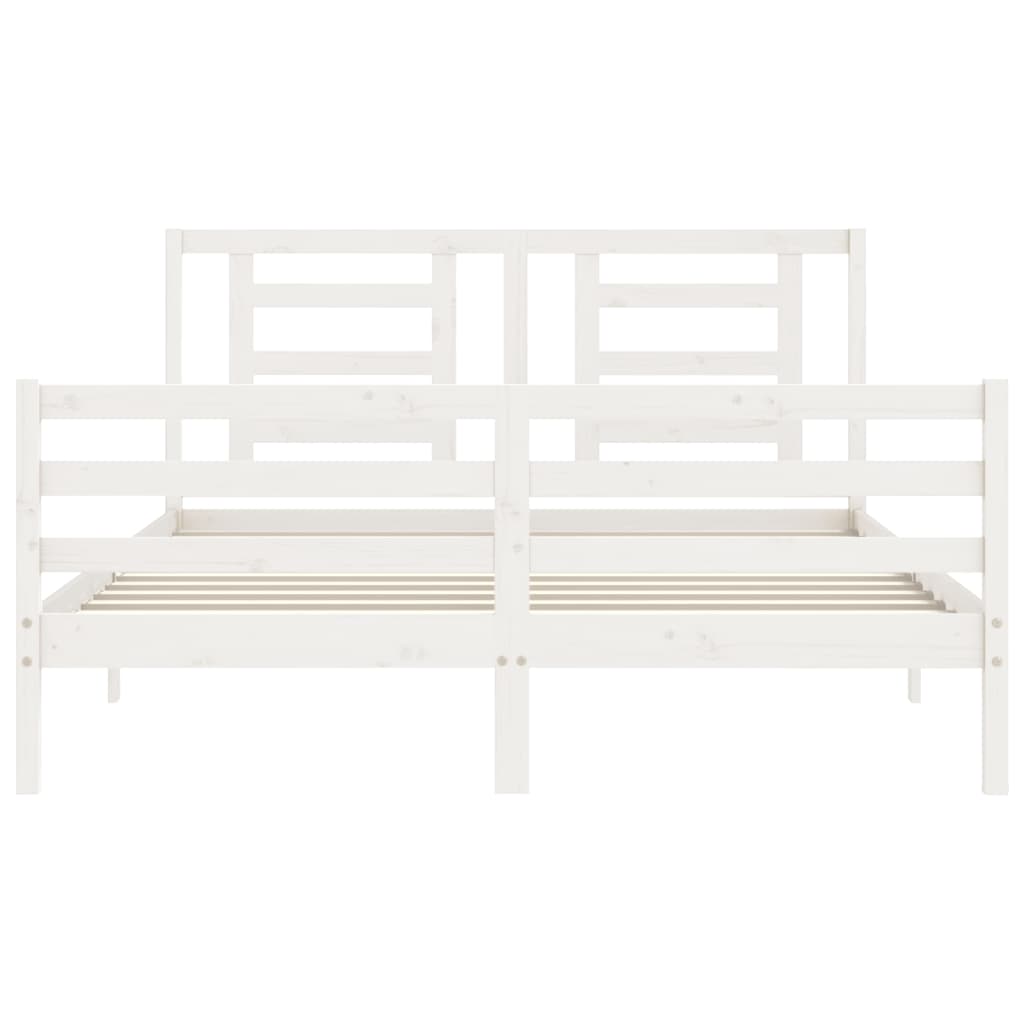 Cadre de lit sans matelas blanc 160x200 cm bois massif - XIOS
