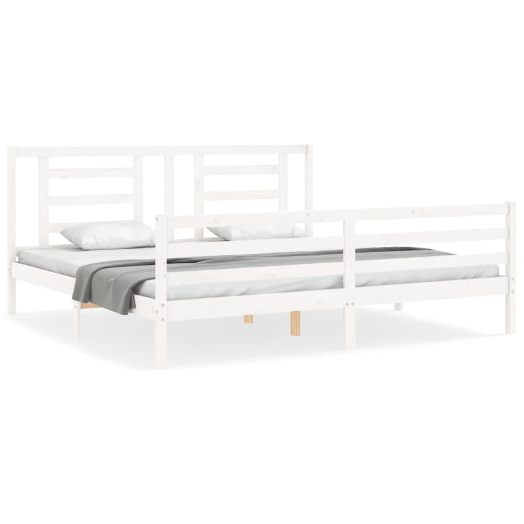 Cadre de lit sans matelas blanc 200x200 cm bois massif - XIOS