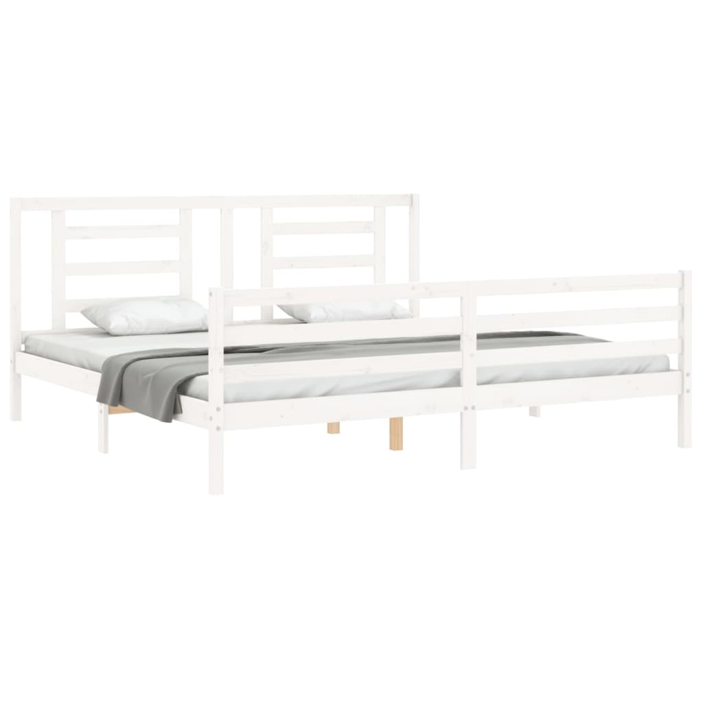 Cadre de lit sans matelas blanc 200x200 cm bois massif - XIOS
