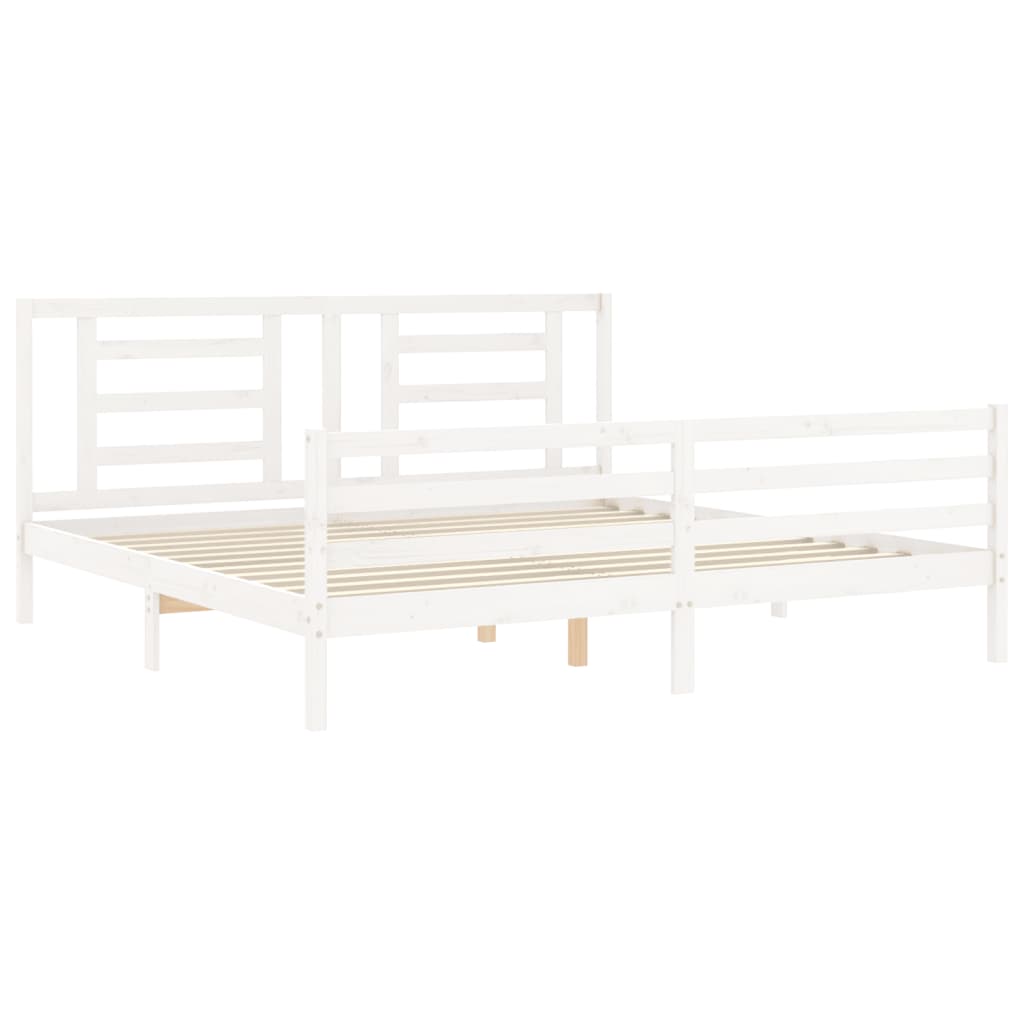 Cadre de lit sans matelas blanc 200x200 cm bois massif - XIOS