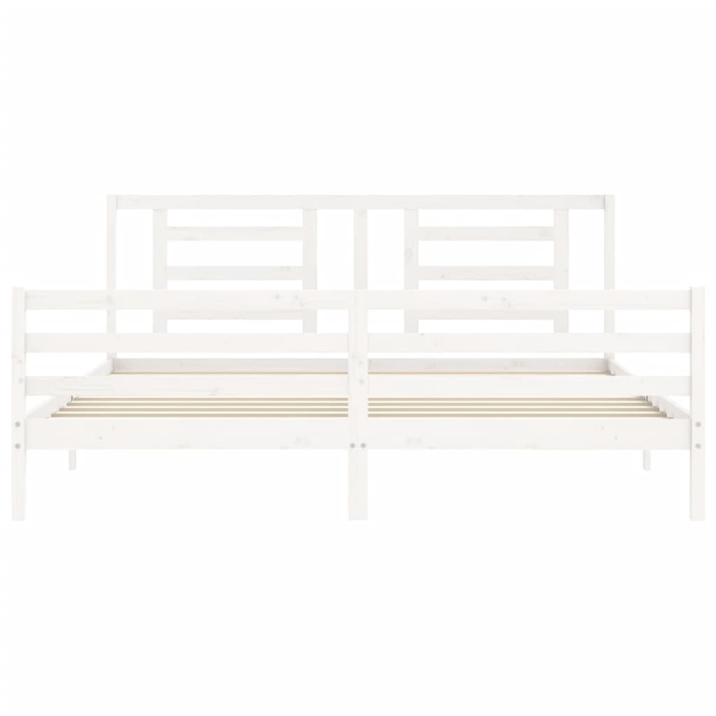 Cadre de lit sans matelas blanc 200x200 cm bois massif - XIOS