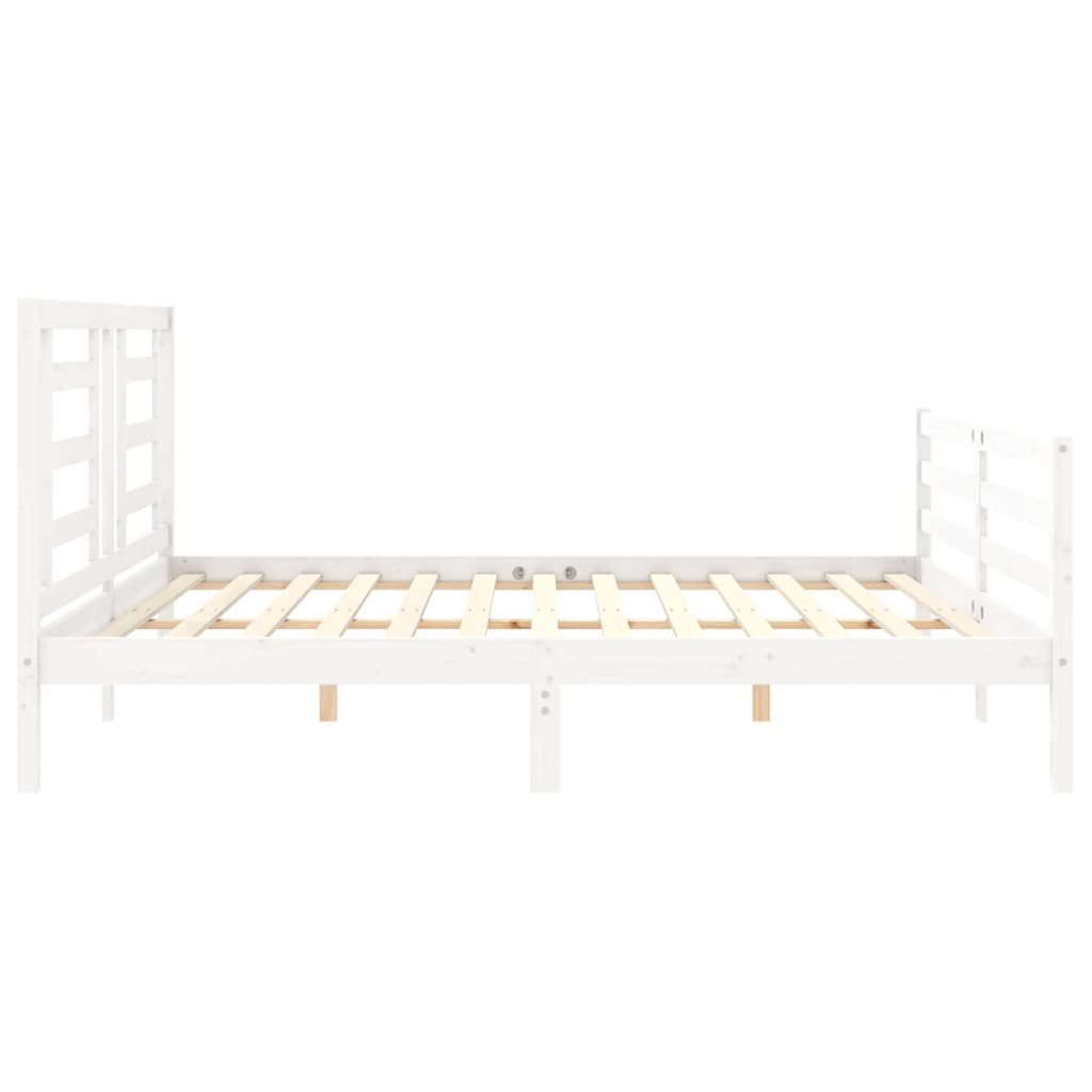 Cadre de lit sans matelas blanc 200x200 cm bois massif - XIOS