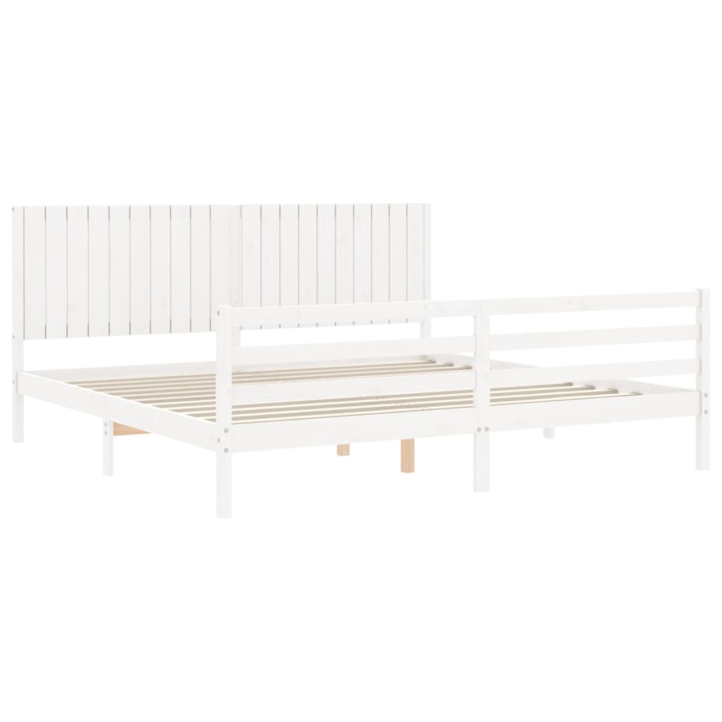Cadre de lit sans matelas blanc 200x200 cm bois massif - XIOS