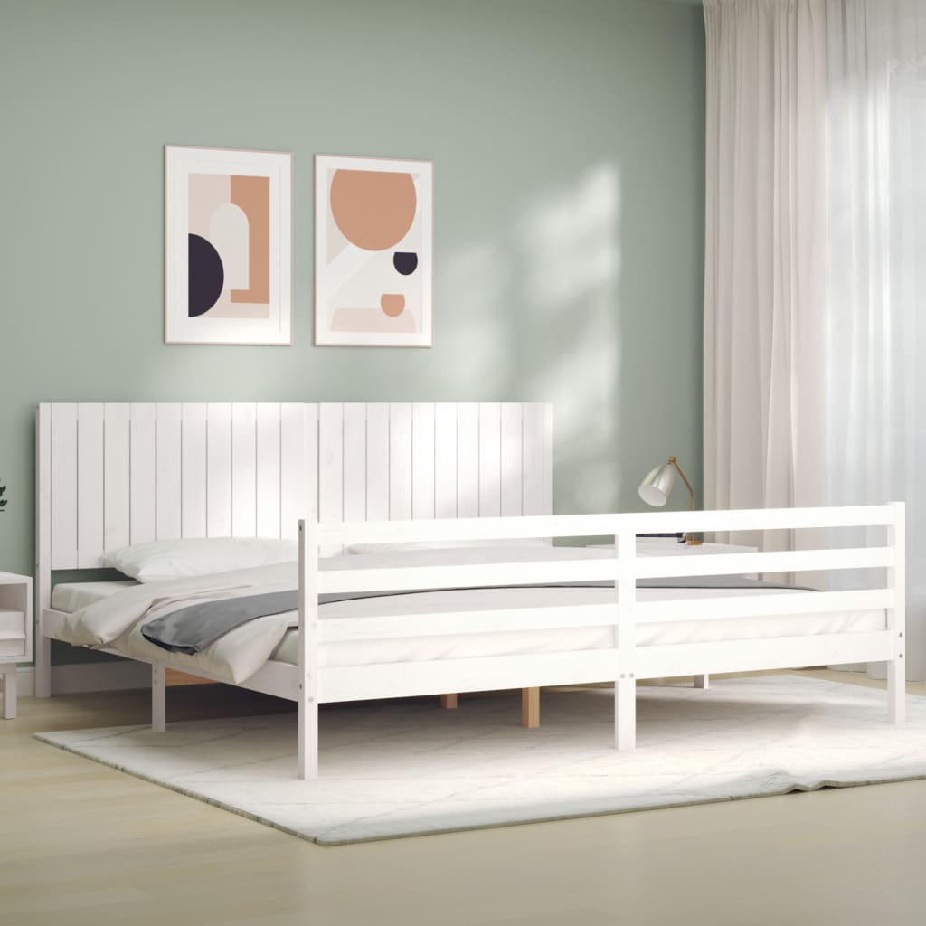 Cadre de lit sans matelas blanc 200x200 cm bois massif - XIOS