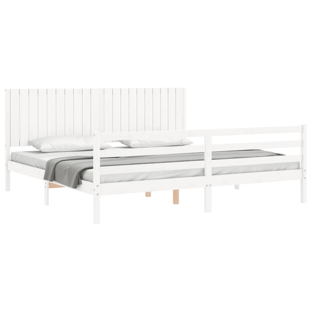 Cadre de lit sans matelas blanc 200x200 cm bois massif - XIOS