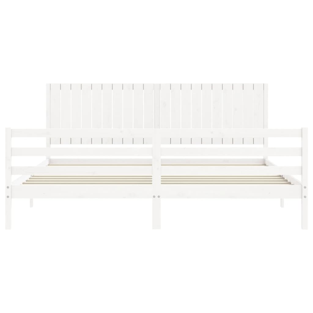 Cadre de lit sans matelas blanc 200x200 cm bois massif - XIOS