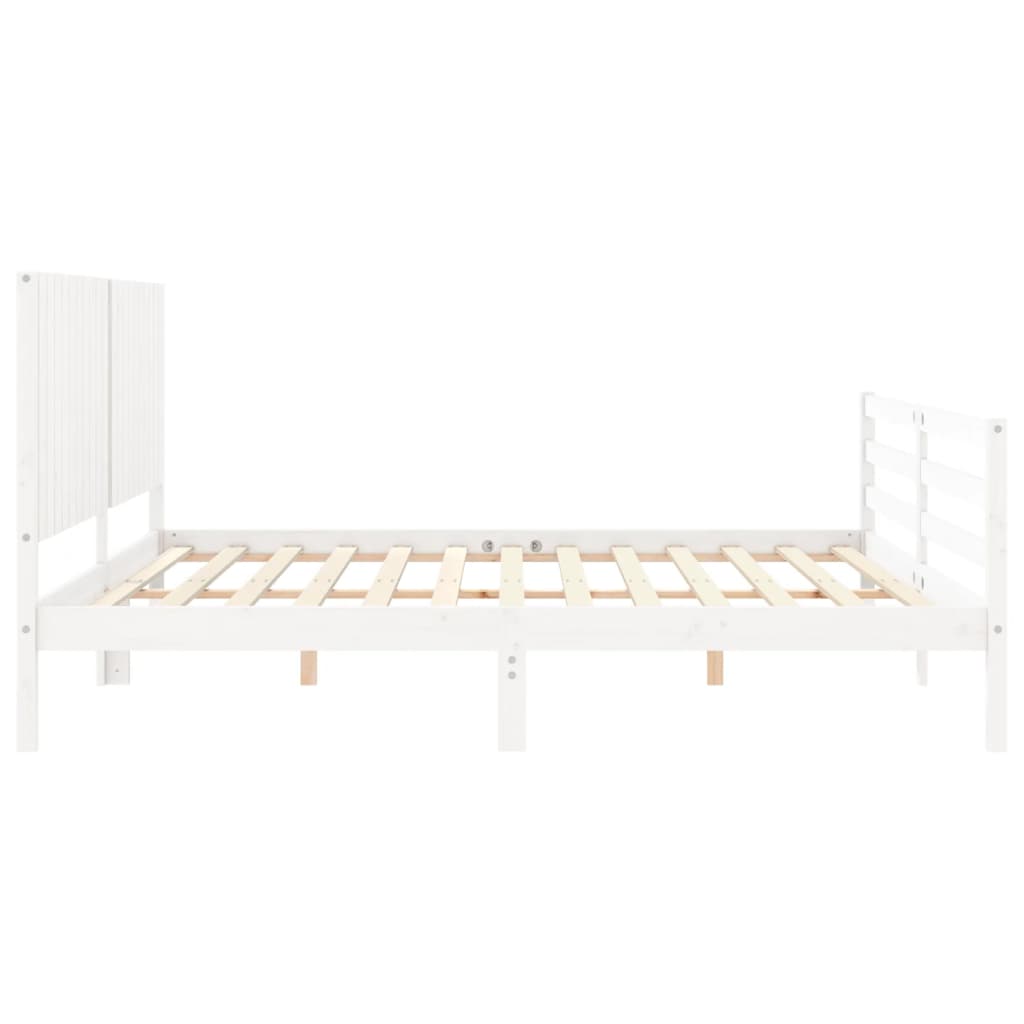 Cadre de lit sans matelas blanc 200x200 cm bois massif - XIOS