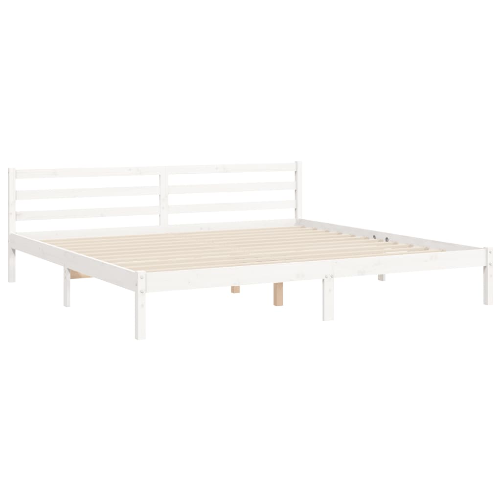 Cadre de lit sans matelas blanc 200x200 cm bois massif - XIOS