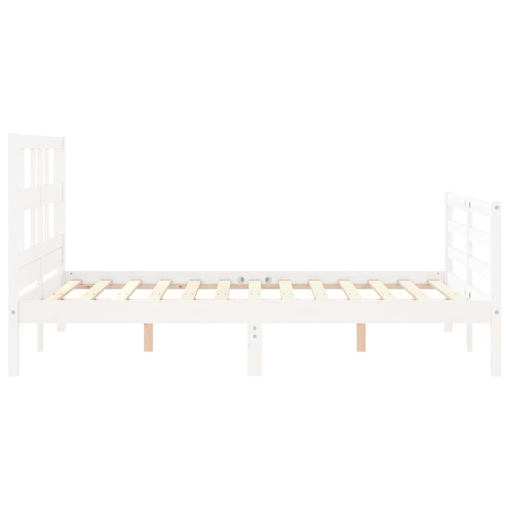Cadre de lit sans matelas blanc 140x190 cm bois massif - XIOS