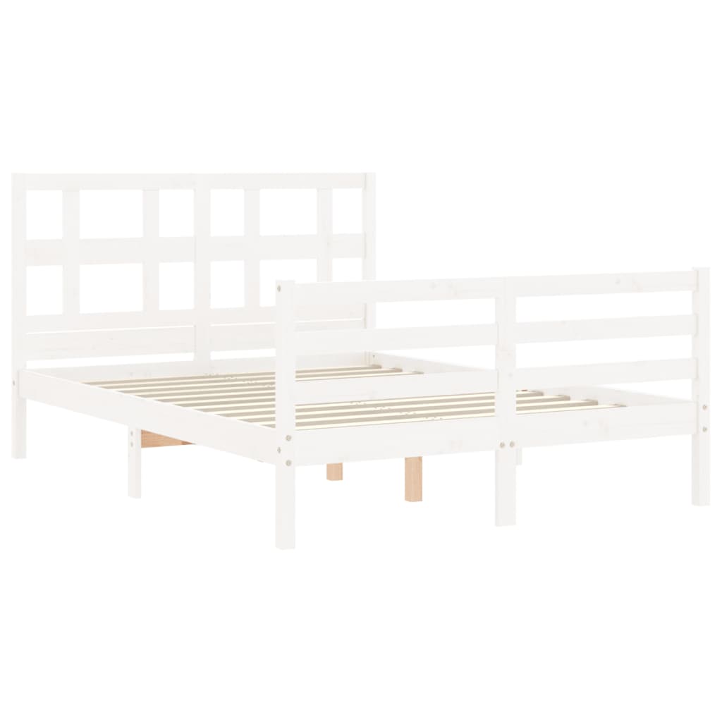 Cadre de lit sans matelas blanc 120x200 cm bois massif - XIOS