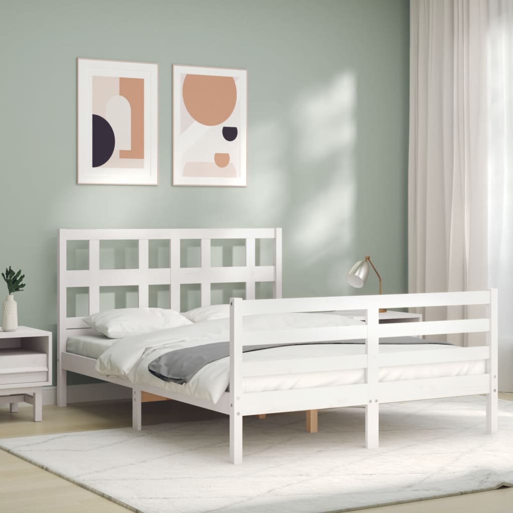 Cadre de lit sans matelas blanc 120x200 cm bois massif - XIOS
