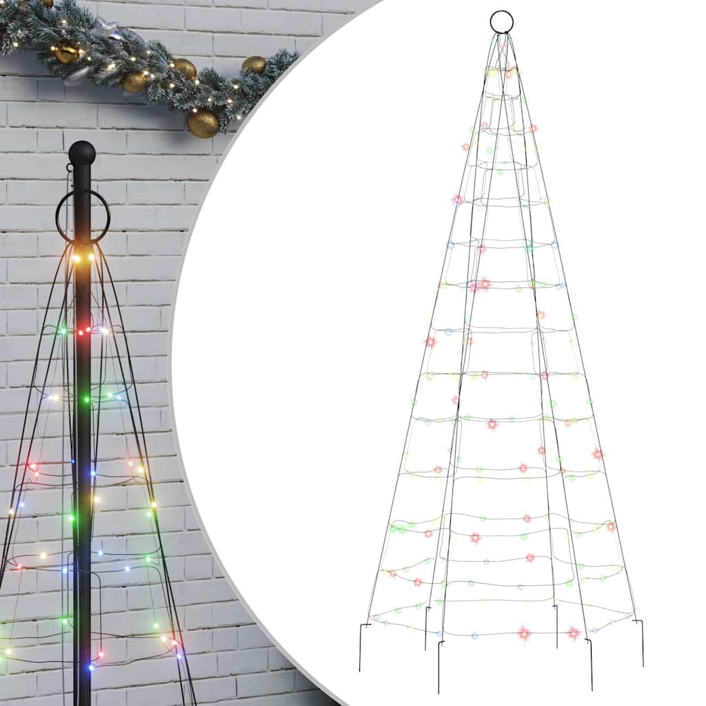 Sapin de Noël à LED sur mât de drapeau 200 LED coloré 180 cm - XIOS