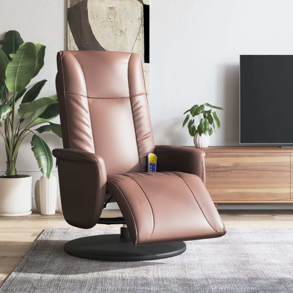 Fauteuil inclinable de massage repose-pieds marron similicuir - XIOS