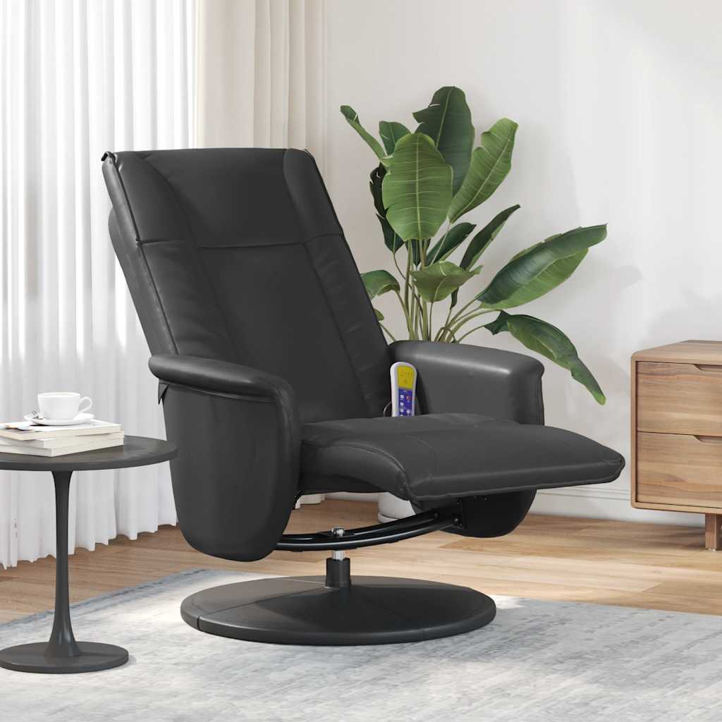 Fauteuil inclinable de massage repose-pieds noir similicuir - XIOS