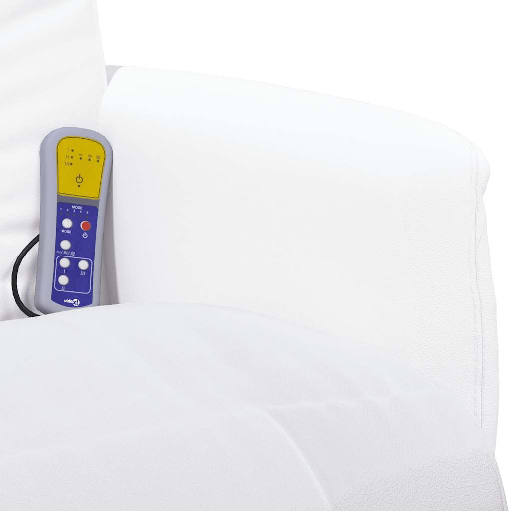 Fauteuil inclinable de massage repose-pieds blanc similicuir - XIOS